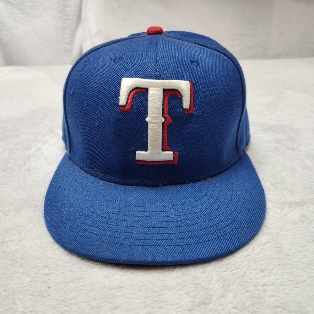Texas Rangers‎ New Era Hat Cap Fitted Mens 7 Blue Cool Base On Field Baseball